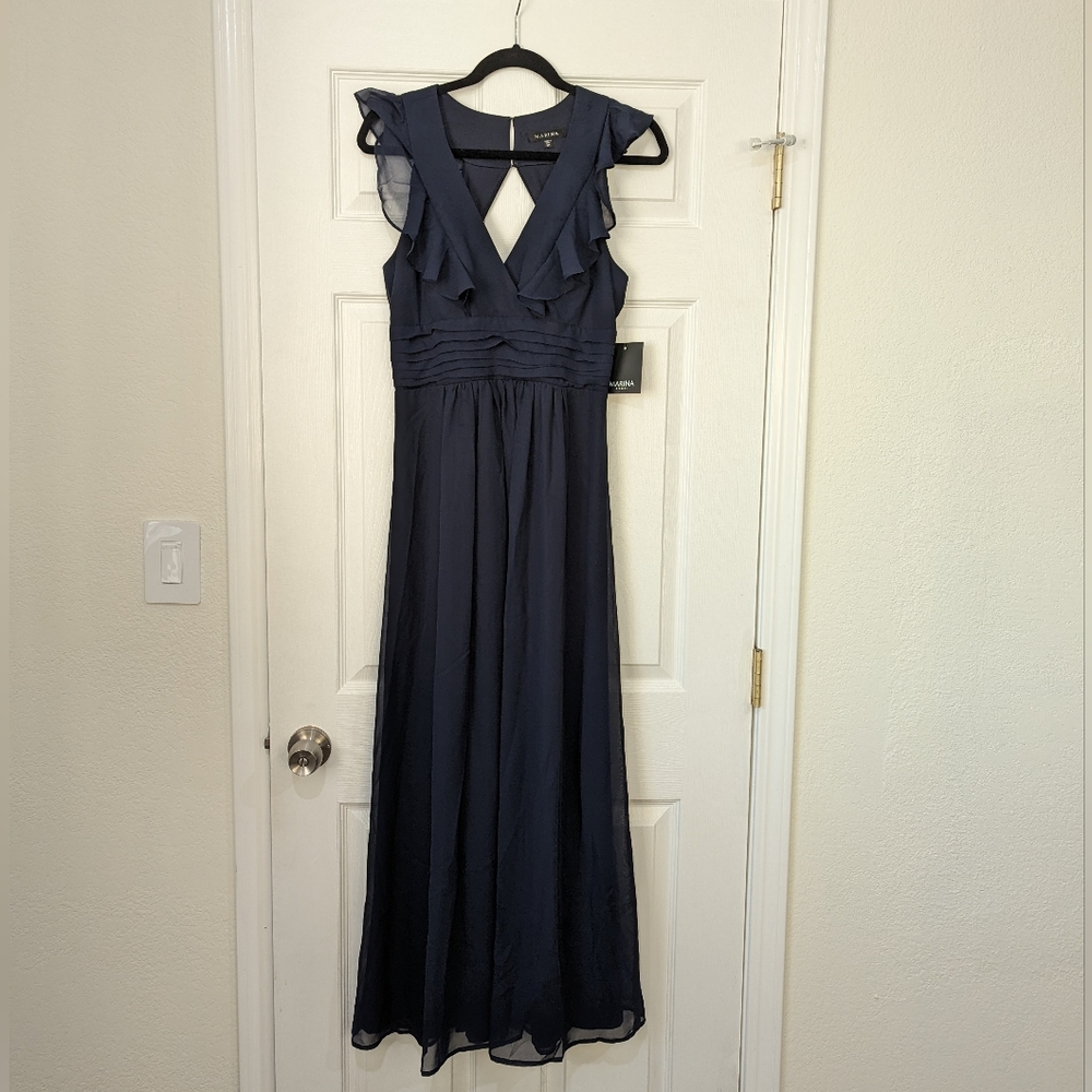 Marina navy blue chiffon dress | size 8P